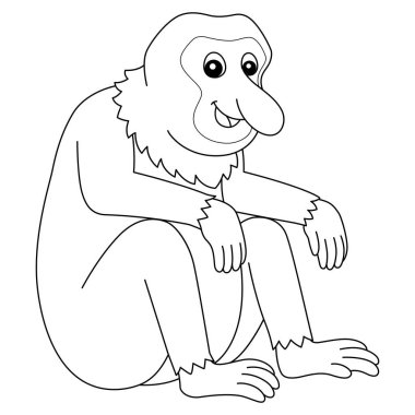 A cute and funny coloring page of a proboscis monkey. Provides hours of coloring fun for children. To color, this page is very easy. Suitable for little kids and toddlers.