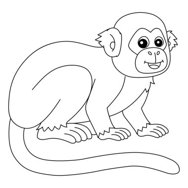A cute and funny coloring page of a squirrel monkey. Provides hours of coloring fun for children. To color, this page is very easy. Suitable for little kids and toddlers.
