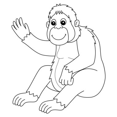 A cute and funny coloring page of an orangutan. Provides hours of coloring fun for children. To color, this page is very easy. Suitable for little kids and toddlers.