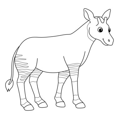A cute and funny coloring page of an okapi. Provides hours of coloring fun for children. To color, this page is very easy. Suitable for little kids and toddlers.