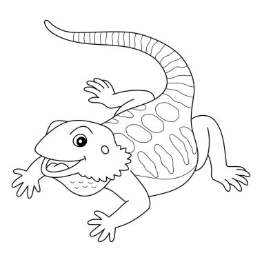 A cute and funny coloring page of a bearded dragon. Provides hours of coloring fun for children. To color, this page is very easy. Suitable for little kids and toddlers.