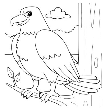 A cute and funny coloring page of an eagle animal. Provides hours of coloring fun for children. To color, this page is very easy. Suitable for little kids and toddlers.