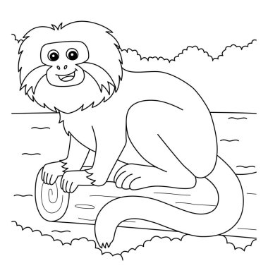 A cute and funny coloring page of a tamarin. Provides hours of coloring fun for children. To color, this page is very easy. Suitable for little kids and toddlers.