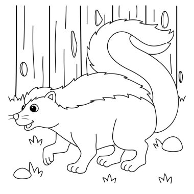 A cute and funny coloring page of a skunk. Provides hours of coloring fun for children. To color, this page is very easy. Suitable for little kids and toddlers.