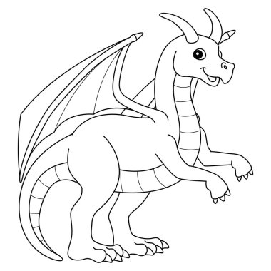 A cute and funny coloring page of a dragon. Provides hours of coloring fun for children. To color, this page is very easy. Suitable for little kids and toddlers.