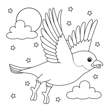 A cute and funny coloring page of a bluebird. Provides hours of coloring fun for children. To color, this page is very easy. Suitable for little kids and toddlers.