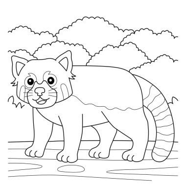 A cute and funny coloring page of a red panda. Provides hours of coloring fun for children. To color, this page is very easy. Suitable for little kids and toddlers.