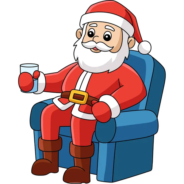 Cartoon Clipart Shows Christmas Santa Sitting Chair Illustration — Archivo Imágenes Vectoriales