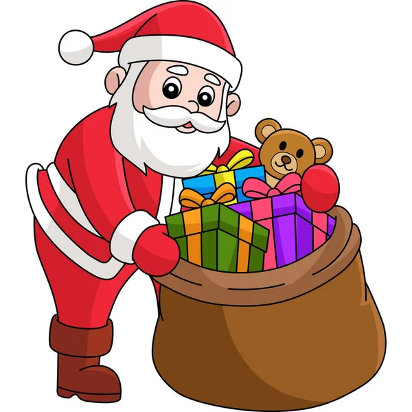 Cartoon Clipart Shows Christmas Santa Claus Bag Illustration — Wektor stockowy
