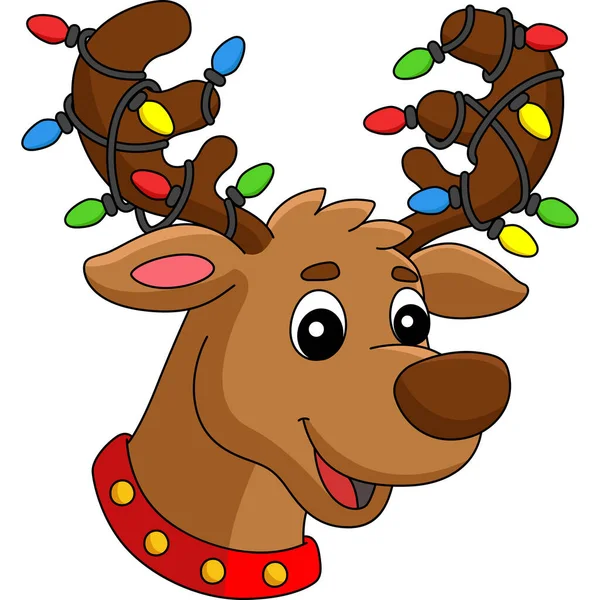 Cartoon Clipart Shows Christmas Reindeer Head Illustration — Stock vektor