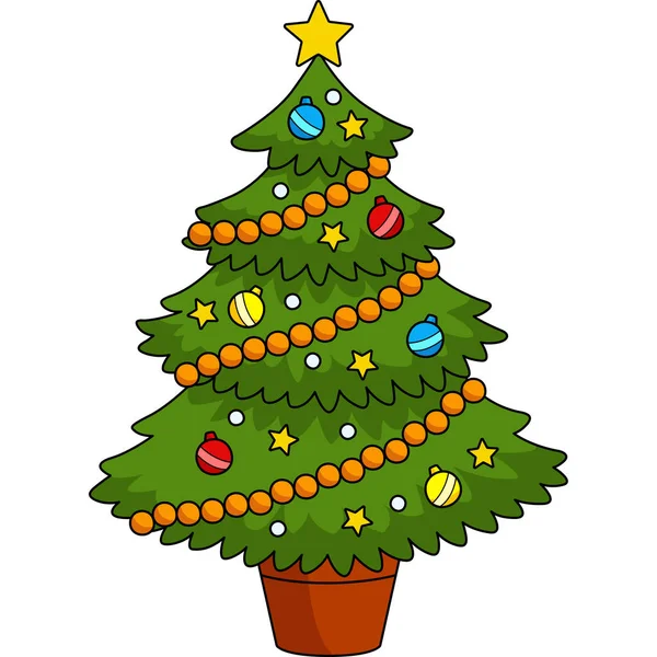 Cartoon Clipart Shows Christmas Tree Illustration — Stock Vector
