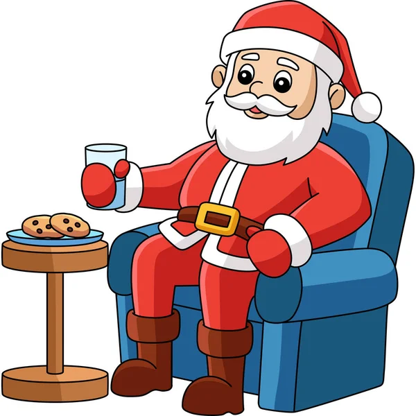 Cartoon Clipart Shows Christmas Santa Sitting Chair Illustration — Archivo Imágenes Vectoriales