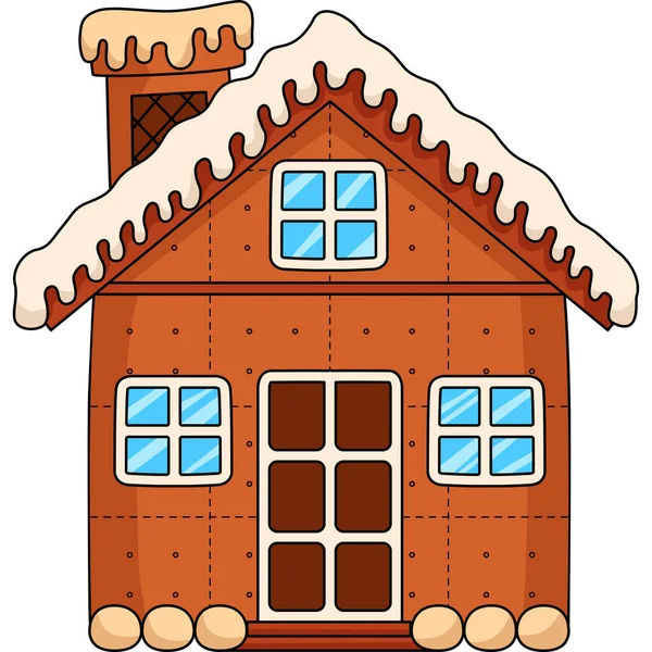 Cartoon Clipart Shows Christmas Gingerbread House Illustration — Archivo Imágenes Vectoriales