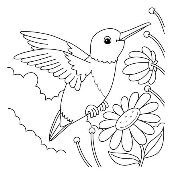 Cute Funny Coloring Page Hummingbird Provides Hours Coloring Fun Children — Vettoriale Stock