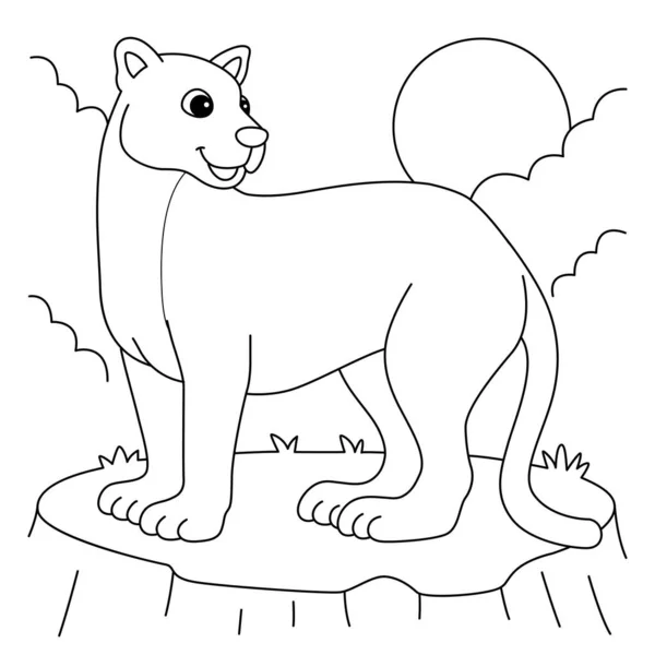 Cute Funny Coloring Page Puma Provides Hours Coloring Fun Children —  Vetores de Stock