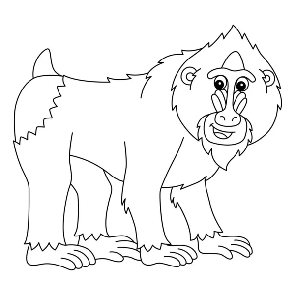 Cute Funny Coloring Page Mandrill Animal Provides Hours Coloring Fun — Archivo Imágenes Vectoriales