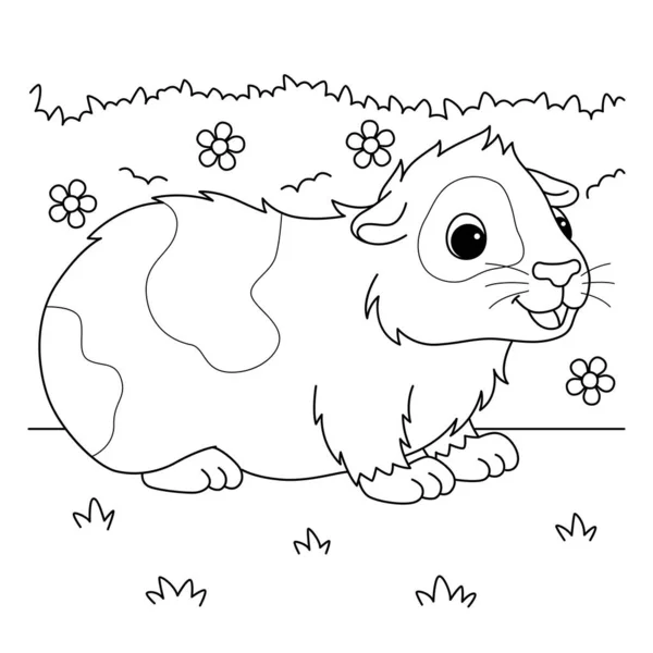 Cute Funny Coloring Page Guinea Pig Provides Hours Coloring Fun — Wektor stockowy
