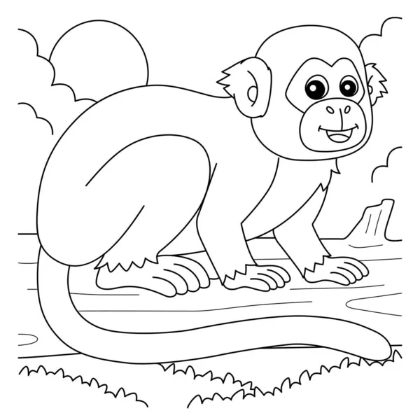 Cute Funny Coloring Page Squirrel Monkey Provides Hours Coloring Fun — 스톡 벡터