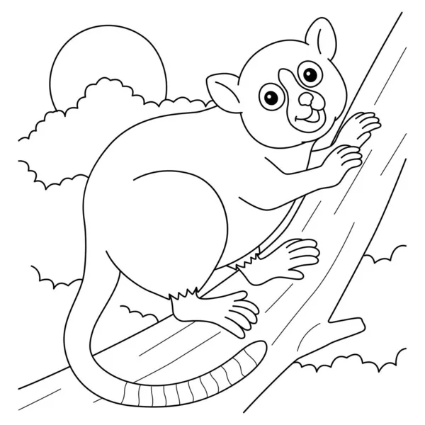 Cute Funny Coloring Page Mouse Lemur Provides Hours Coloring Fun — Stock Vector