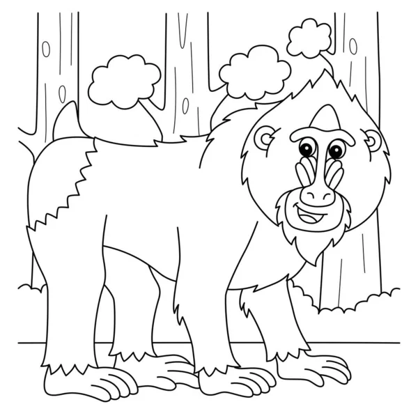 Cute Funny Coloring Page Mandrill Animal Provides Hours Coloring Fun — Stockvector