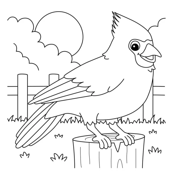 Cute Funny Coloring Page Cardinal Provides Hours Coloring Fun Children — Vettoriale Stock