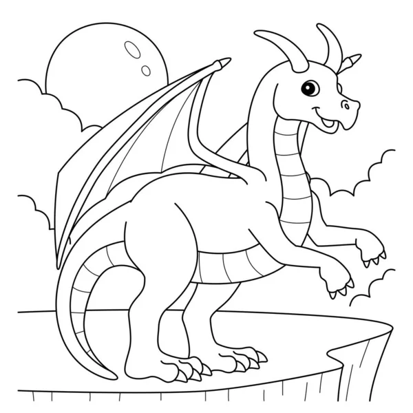 Cute Funny Coloring Page Dragon Provides Hours Coloring Fun Children — Stock vektor