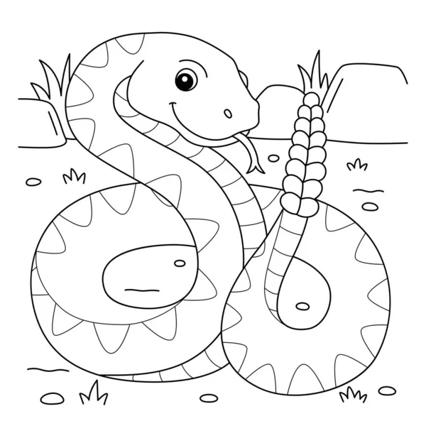 Cute Funny Coloring Page Rattlesnake Provides Hours Coloring Fun Children — 스톡 벡터