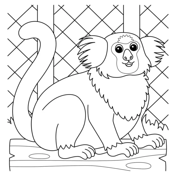 Cute Funny Coloring Page Marmoset Animal Provides Hours Coloring Fun —  Vetores de Stock