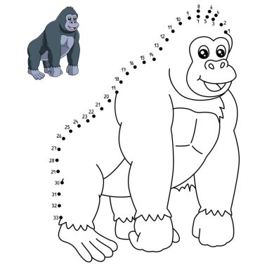 A cute and funny connect the dots coloring page of a Gorilla. Provides hours of coloring fun for children. To color, this page is very easy. Suitable for little kids and toddlers.