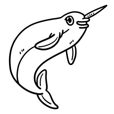 A cute and funny coloring page of a Narwhal. Provides hours of coloring fun for children. To color, this page is very easy. Suitable for little kids and toddlers.