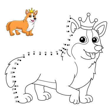 A cute and funny connect the dots coloring page of a Corgi. Provides hours of coloring fun for children. To color, this page is very easy. Suitable for little kids and toddlers.