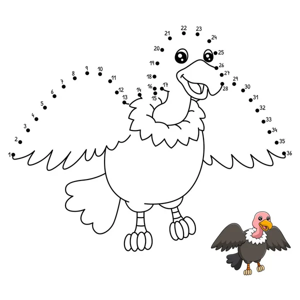 Cute Funny Connect Dots Coloring Page Vulture Provides Hours Coloring — Stock Vector