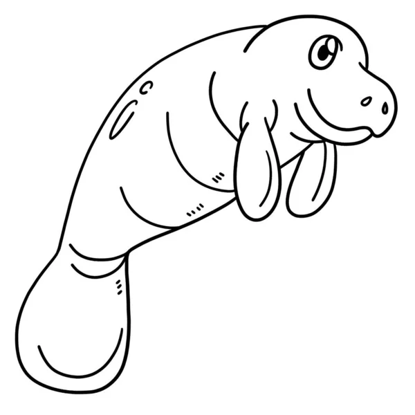 Cute Funny Coloring Page Manatee Provides Hours Coloring Fun Children — Stock vektor