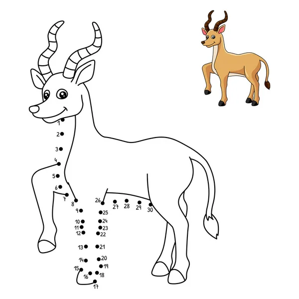 Cute Funny Connect Dots Coloring Page Antelope Provides Hours Coloring — Image vectorielle