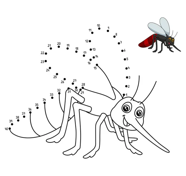 Cute Funny Connect Dots Coloring Page Mosquito Provides Hours Coloring —  Vetores de Stock