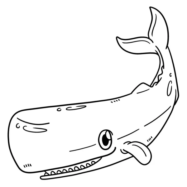 Μια Χαριτωμένη Και Αστεία Σελίδα Χρωματισμού Μιας Φάλαινας Σπέρματος Παρέχει — Διανυσματικό Αρχείο