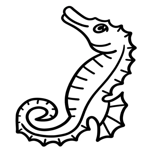 Cute Funny Coloring Page Sea Horse Provides Hours Coloring Fun — Archivo Imágenes Vectoriales