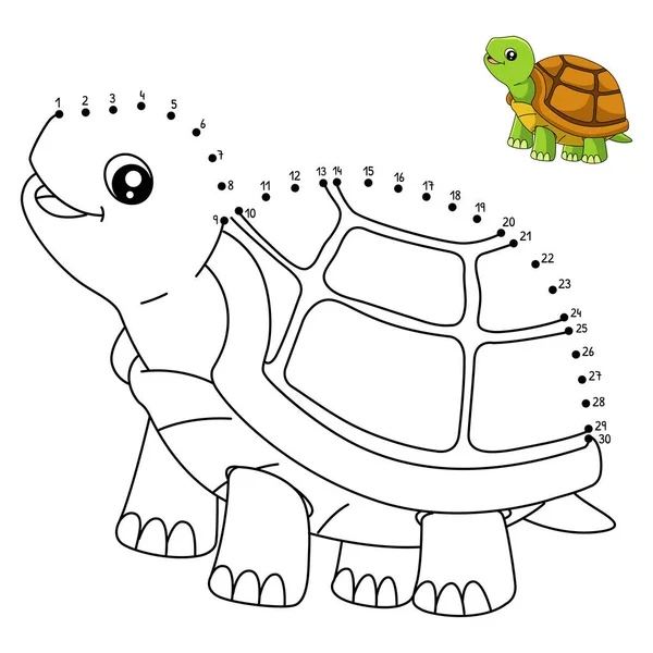 一个可爱和有趣的连接点着色页的乌龟 为孩子们提供几个小时的彩色娱乐 要配色 这一页很容易 适用于幼儿及幼儿 — 图库矢量图片