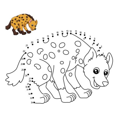A cute and funny connect the dots coloring page of a hyena. Provides hours of coloring fun for children. To color, this page is very easy. Suitable for little kids and toddlers.