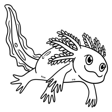 A cute and funny coloring page of a Axolotl. Provides hours of coloring fun for children. To color, this page is very easy. Suitable for little kids and toddlers.