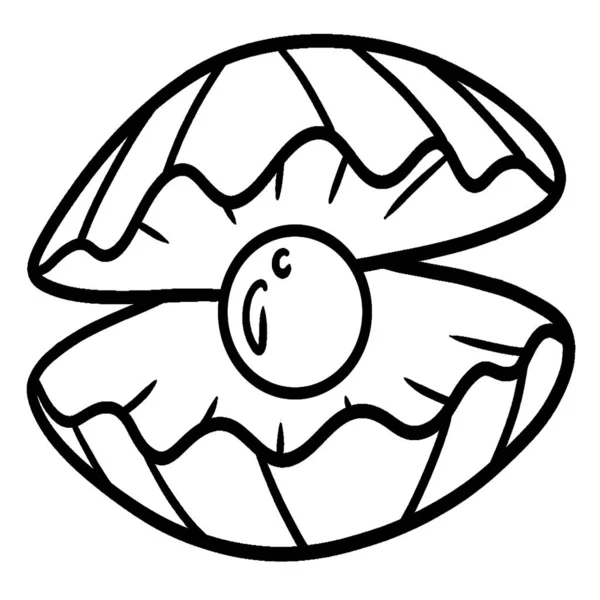 Cute Funny Coloring Page Pearl Sea Shell Provides Hours Coloring — Vetor de Stock