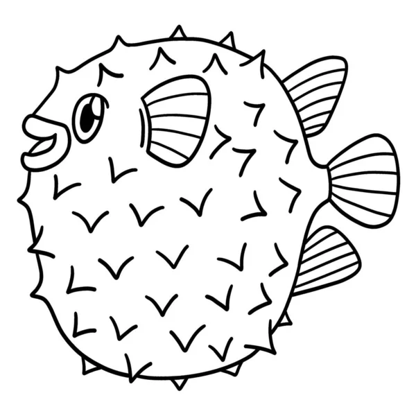 Cute Funny Coloring Page Pufferfish Provides Hours Coloring Fun Children — Stok Vektör