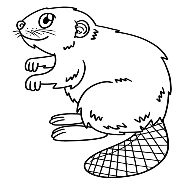 Cute Funny Coloring Page Beaver Provides Hours Coloring Fun Children — Vettoriale Stock