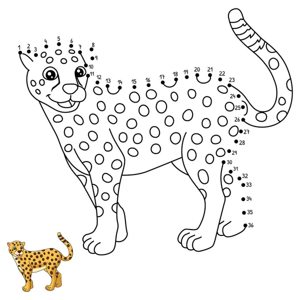 Cute Funny Connect Dots Coloring Page Cheetah Provides Hours Coloring — Image vectorielle