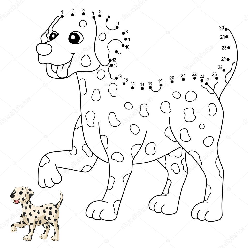 A cute and funny connect the dots coloring page of a Dalmatian. Provides hours of coloring fun for children. To color, this page is very easy. Suitable for little kids and toddlers.