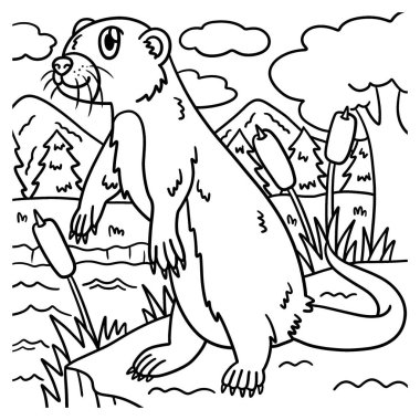 Bir nehir samurunun sevimli ve komik renkli sayfası. Çocuklar için saatlerce boyama eğlencesi sağlıyor. Renklendirmek için, bu sayfa çok kolaydır. Küçük çocuklar ve yeni yürümeye başlayanlar için uygun..