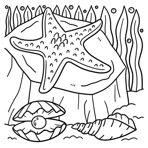 Cute Funny Coloring Page Sea Star Provides Hours Coloring Fun — 图库矢量图片