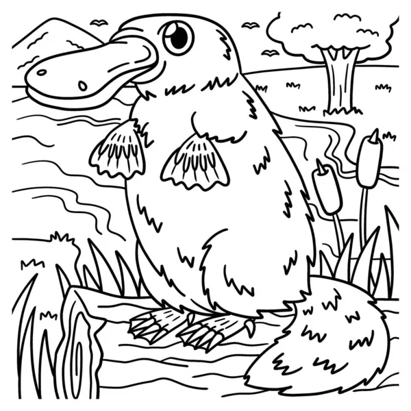 Cute Funny Coloring Page Platypus Provides Hours Coloring Fun Children — Stock Vector