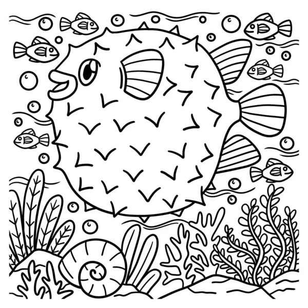 A cute and funny coloring page of a Pufferfish. Provides hours of coloring fun for children. To color, this page is very easy. Suitable for little kids and toddlers.