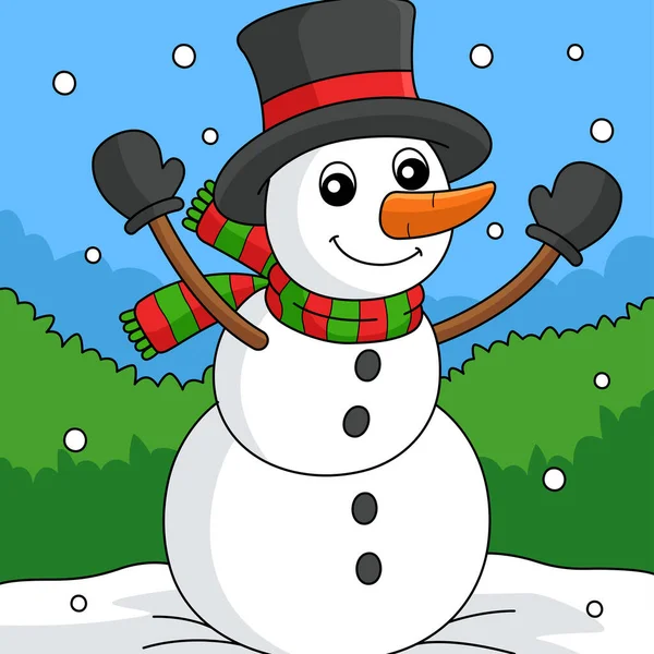 Карикатурный Клип Показывает Рождественскую Иллюстрацию Снеговика — стоковый вектор